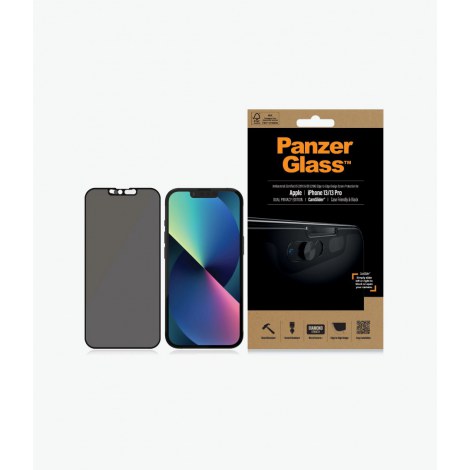 PanzerGlass | Screen protector - glass - with privacy filter | Apple iPhone 13, 13 Pro | Tempered glass | Black | Transparent - 2